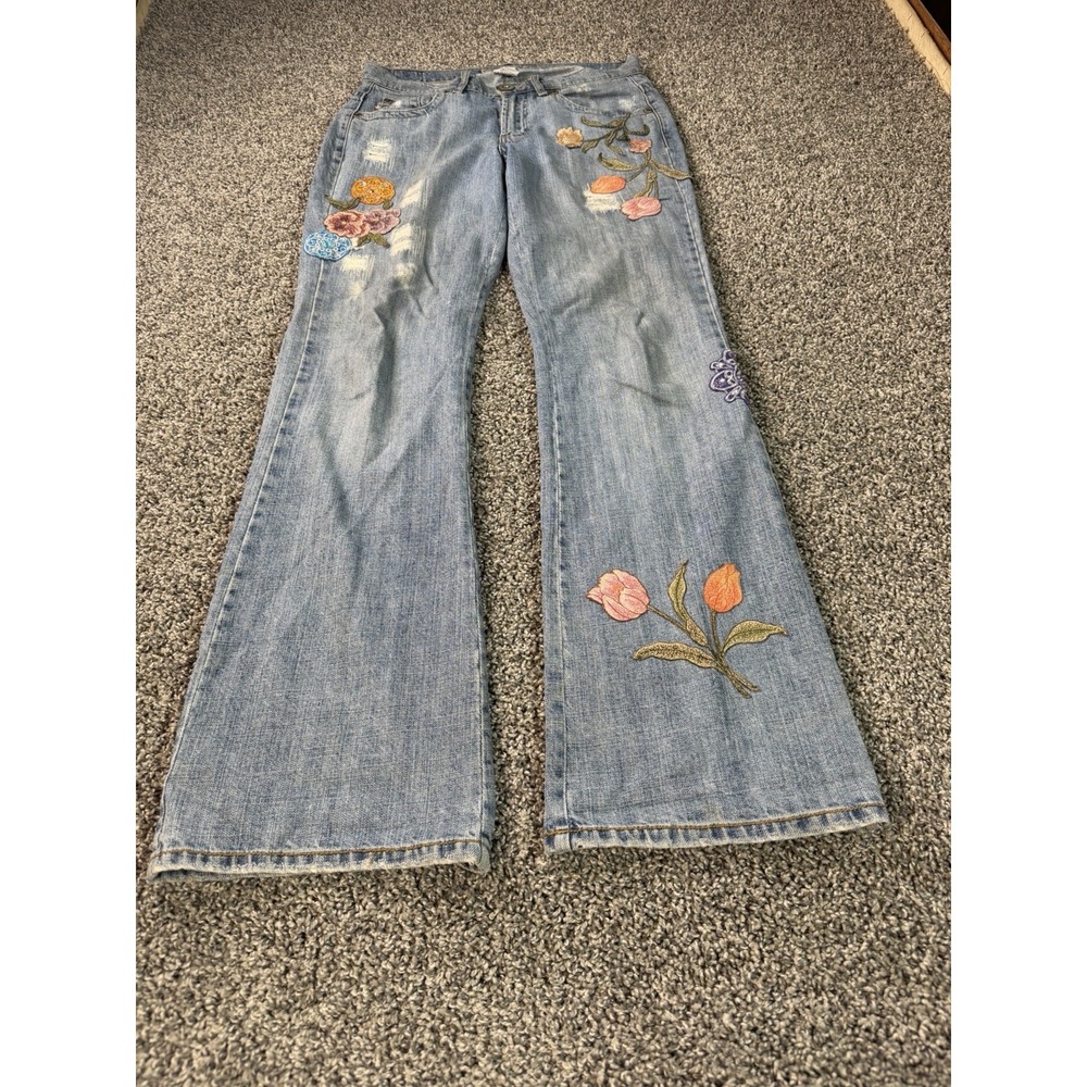 Vintage Y2K Z. Cavaricci Bootcut Jeans Women's Size 8 Blue Baggy Floral